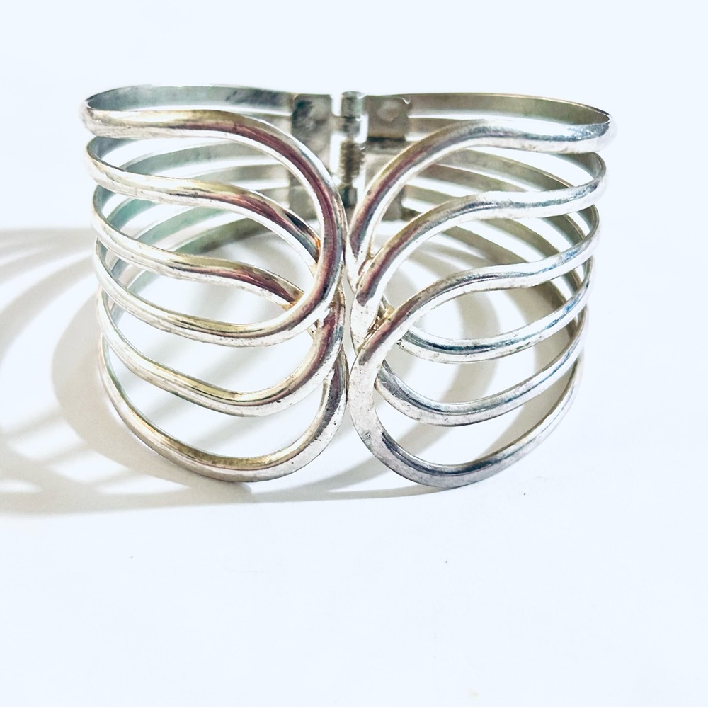 Silver Openwork Cuff Bracelet‎ - Women's Jewelry